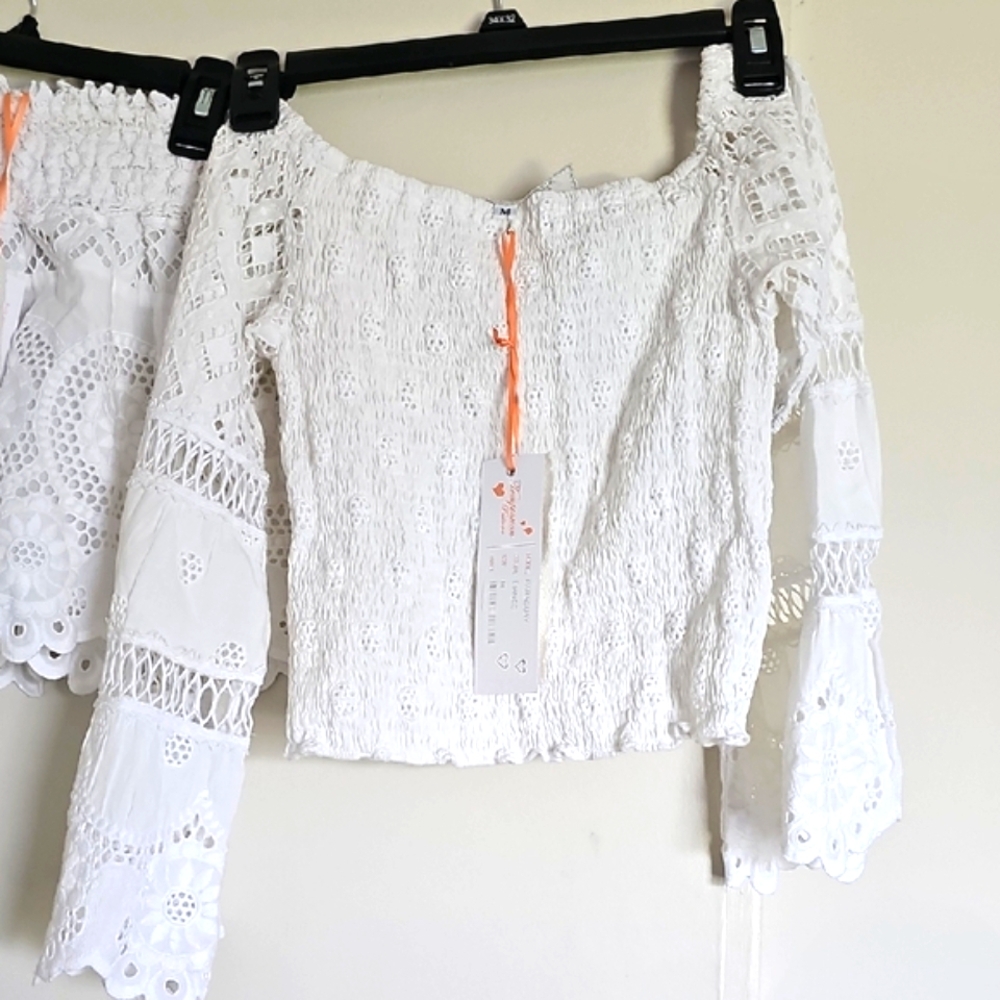 Positano Temptations White Lace Off-Shoulder Top